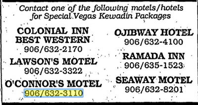 Jollineau Motel (OConnors Motel) - May 1987 Ad